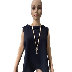 Talbots Womens Navy Blue Sleeveless Boat Neck Shell Top Blouse Size M